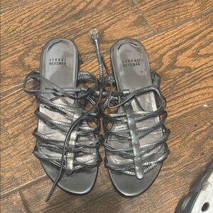 Stuart Weitzman Black Strappy Gladiator Sandals